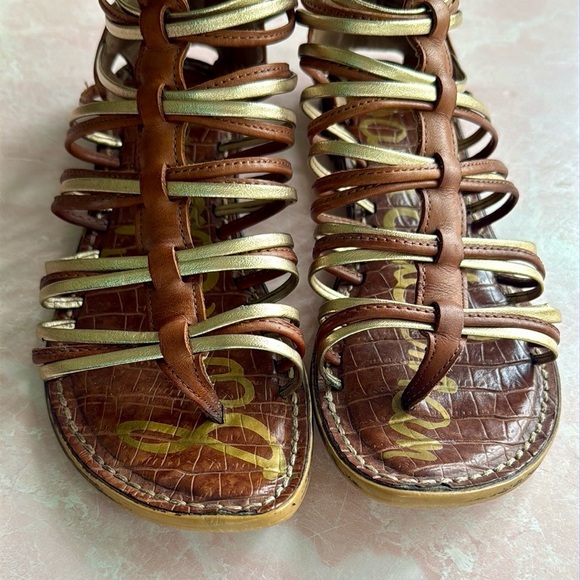 Sam Edelman Kamille Gladiator Strappy Gold and Tan Sandals Sz 8 Women's - Picture 4 of 12